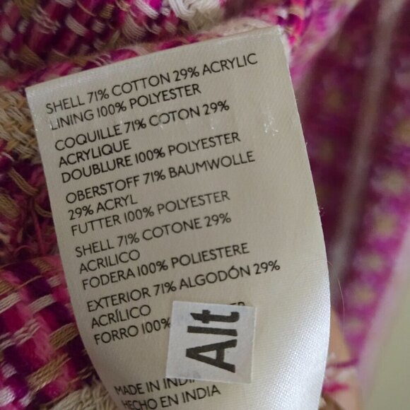 Free People Cassius Cropped Blazer Pink Tweed Raw Hems Oversized Relaxed Size S - Picture 10 of 10